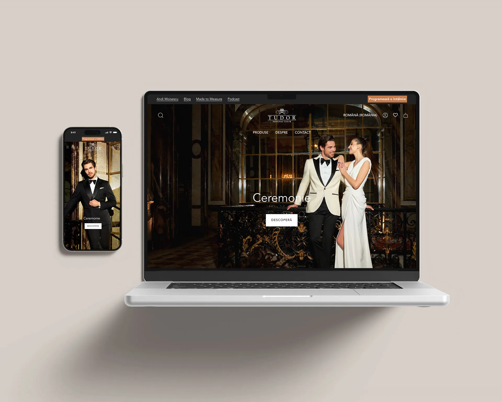 Magazinul online tudor-tailor.com, construit pe Shopify